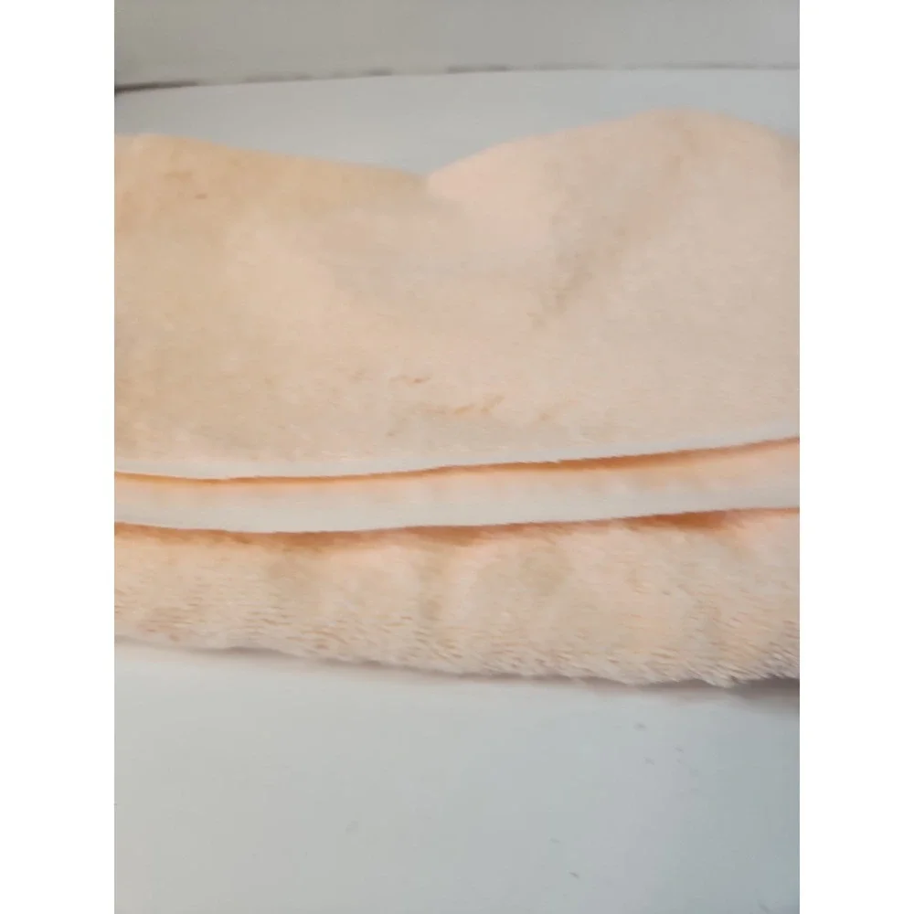 Vtg 1980s Bibb Mills Bath Towel Peach Pink Satin Lace Heart Cottagecore Coquette